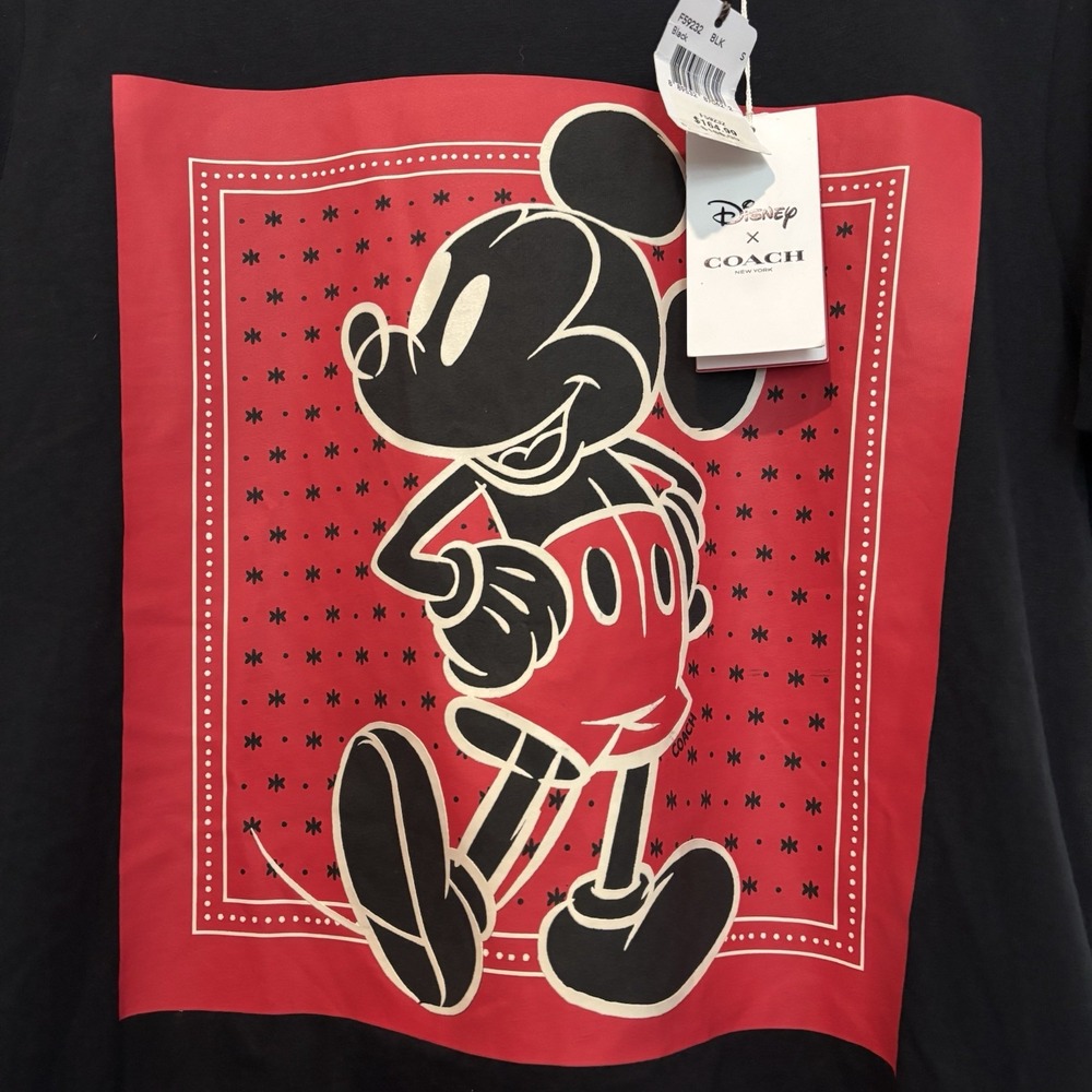 Coach x Disney collaboration Mickey Mouse BLACK T-shirt size S Ladies NWT - Picture 4 of 7